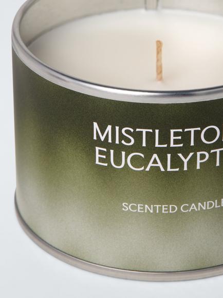 John Lewis Mistletoe & Eucalyptus Tin Scented Candle, 147g - view 2, Green