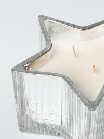 John Lewis Mistletoe & Eucalyptus Glass Star 2 Wick Candle, Silver, 280g - view 2, Silver
