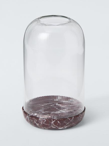 John Lewis Marble Hurricane Lamp, Dark Red, Dark Red
