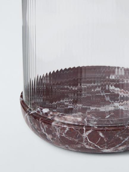 John Lewis Marble Hurricane Lamp, Dark Red - view 2, Dark Red