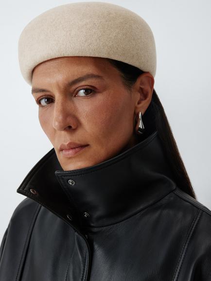 John Lewis Wool Structured Beret, Natural, Natural