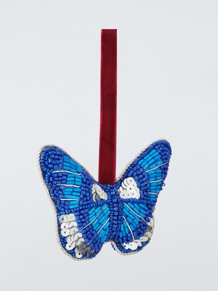 John Lewis The Curator Beaded Butterfly Tree Decoration, Blue, Blue