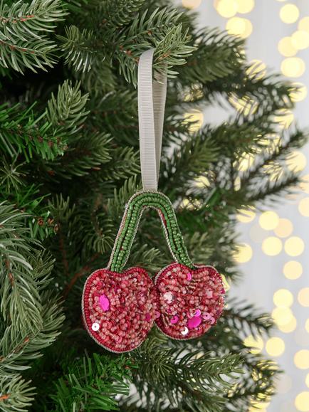 John Lewis The Enthusiast Beaded Cherries Tree Decoration, Multi - view 2, Multi