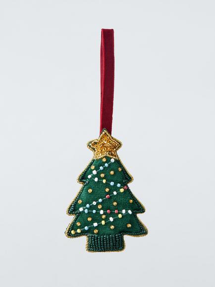 John Lewis The Cherisher Beaded Christmas Tree Decoration, Green, Green