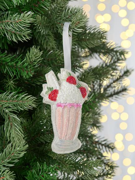 John Lewis The Enthusiast Beaded Milkshake Tree Decoration, Multi - view 2, Multi