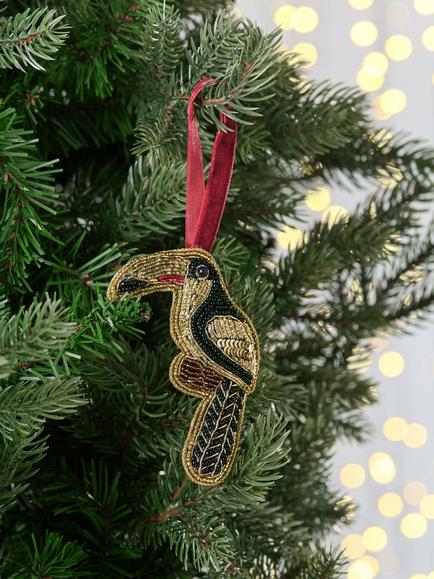 John Lewis The Curator Beaded Toucan Tree Decoration, Multi - view 2, Multi