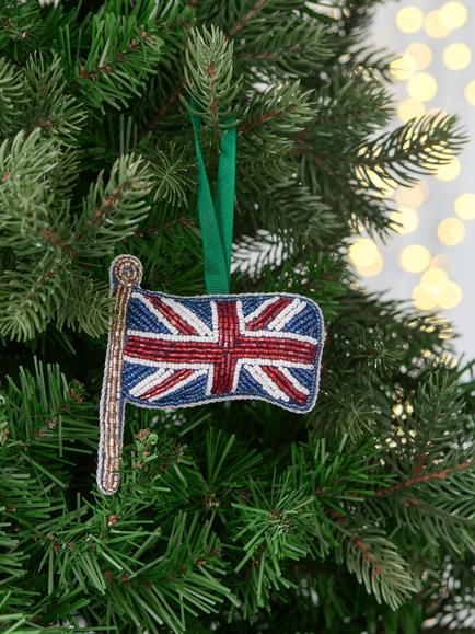 John Lewis Curate & Collect Beaded Union Flag Tree Decoration, Multi - view 2, Multi