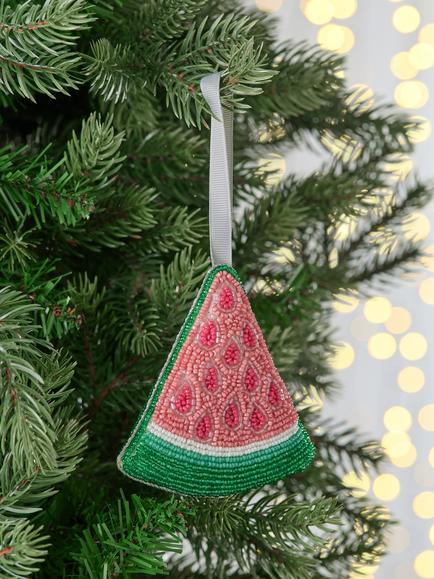John Lewis The Enthusiast Beaded Watermelon Tree Decoration, Multi - view 2, Multi