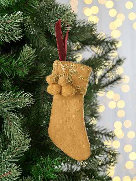 John Lewis The Cherisher Fabric Stocking Tree Decoration, Gold - view 2, Gold
