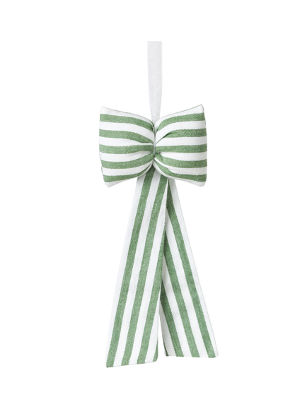John Lewis The Cherisher Striped Fabric Bow Tree Decoration, Green, Green