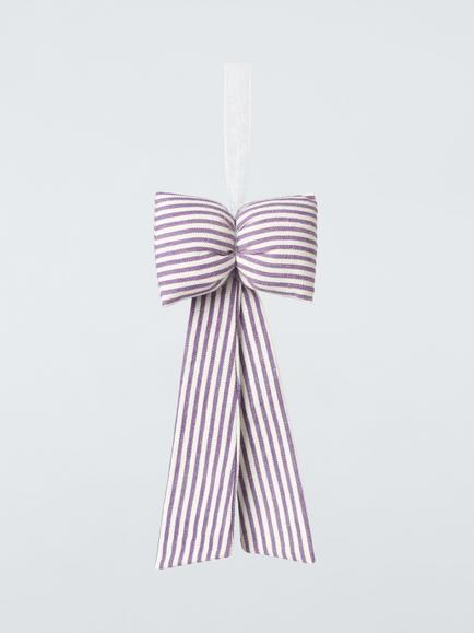 John Lewis The Cherisher Striped Fabric Bow Tree Decoration, Purple, Purple