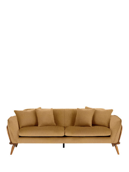ercol for John Lewis Hexton Large 3 Seater Sofa - view 2, Linen Look Harvest