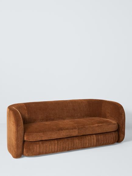John Lewis Pleat Large 3 Seater Sofa, Ginger, Ginger