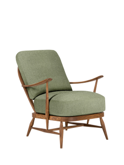 ercol for John Lewis Windsor Easy Chair 206, Vintage Ash Leg, Linen Look Spring
