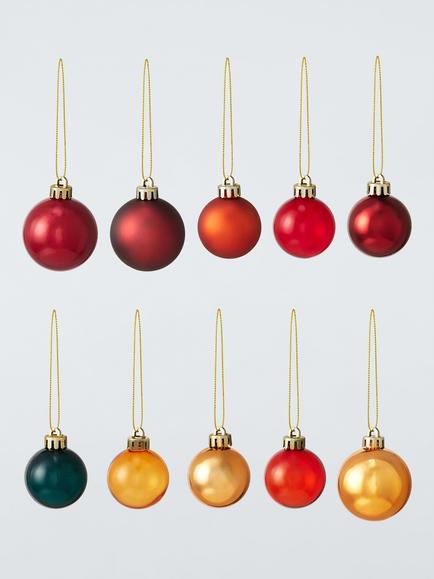 John Lewis Assorted Baubles, Box of 100, Red/Copper/Black, Red/Copper/Black
