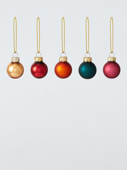 John Lewis Assorted Mini Glass Baubles, Box of 100, Autumn, Autumn