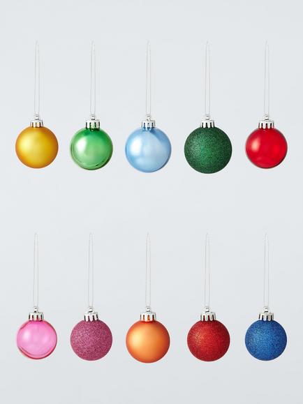 John Lewis Small Shatterproof Christmas Tree Baubles, Box of 100, Multi, Multi