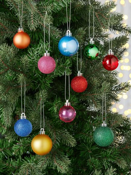 John Lewis Small Shatterproof Christmas Tree Baubles, Box of 100, Multi - view 2, Multi