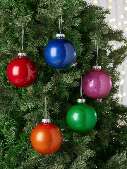 John Lewis Assorted Shatterproof Baubles, Box of 10, Multi - view 2, Multi