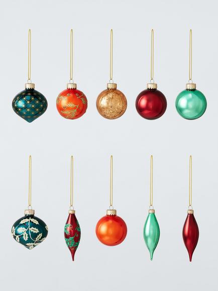 John Lewis Assorted Glass Baubles, Box of 20, Autumn Mix, Multi