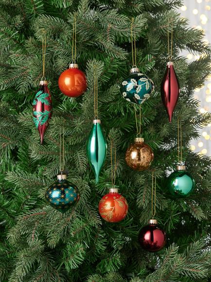 John Lewis Assorted Glass Baubles, Box of 20, Autumn Mix - view 2, Multi
