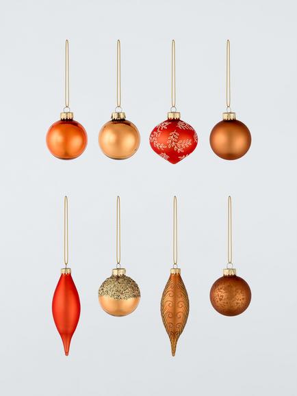 John Lewis Assorted Glass Baubles, Box of 20, Copper, Copper