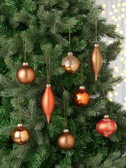 John Lewis Assorted Glass Baubles, Box of 20, Copper - view 2, Copper