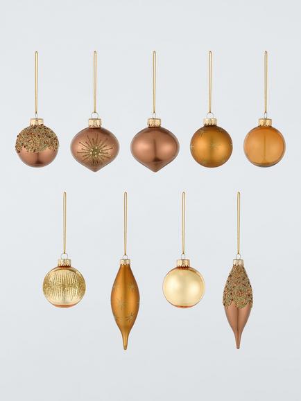 John Lewis Glass Baubles, Box of 20, Gold, Gold