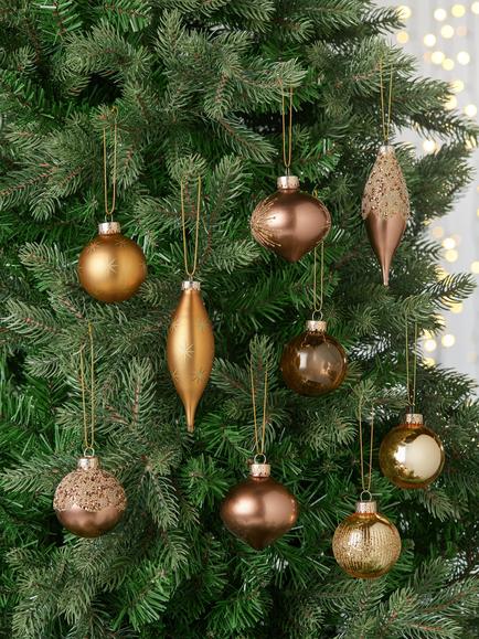 John Lewis Glass Baubles, Box of 20, Gold - view 2, Gold