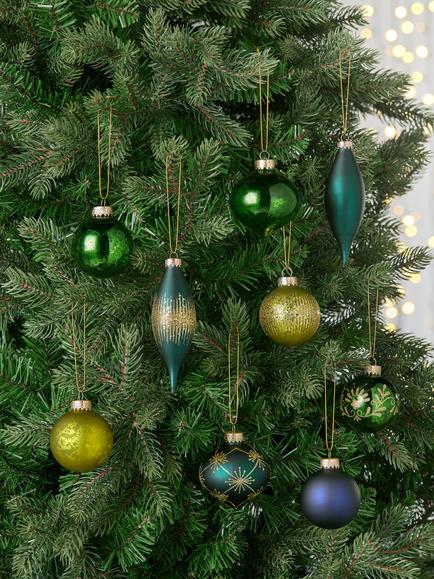 John Lewis Glass Baubles, Box of 20, Green - view 2, Green