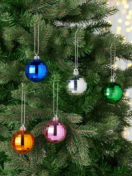 John Lewis Shatterproof Disco Ball Christmas Tree Baubles, Box of 30, Multi - view 2, Multi