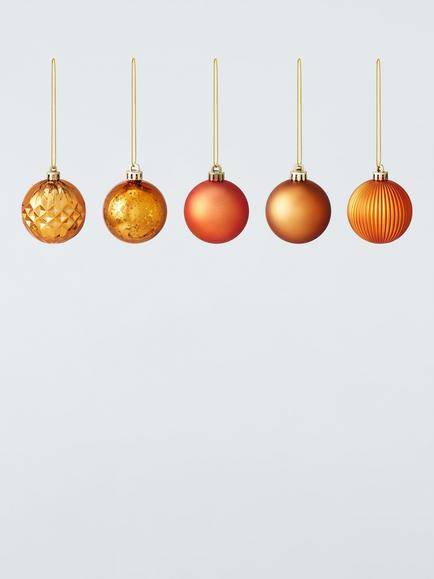 John Lewis Shatterproof Christmas Tree Baubles, Box of 30, Copper, Copper