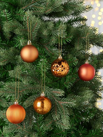 John Lewis Shatterproof Christmas Tree Baubles, Box of 30, Copper - view 2, Copper