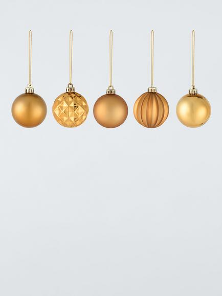 John Lewis Shatterproof Baubles, Box of 30, Gold, Gold