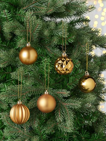 John Lewis Shatterproof Baubles, Box of 30, Gold - view 2, Gold