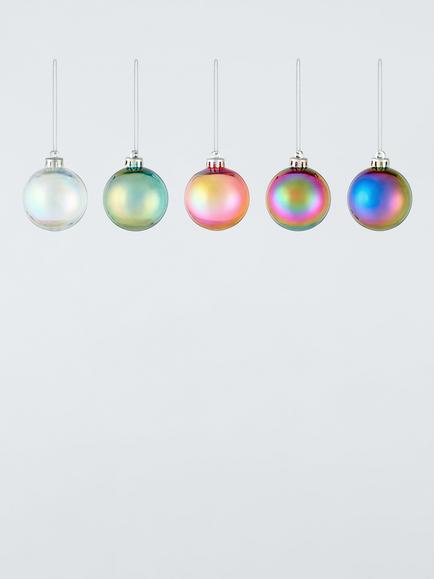 John Lewis Shatterproof Christmas Tree Baubles, Box of 30, Iridescent, Iridescent