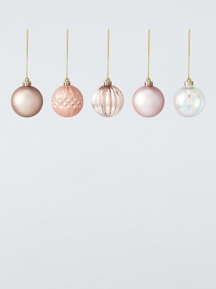 John Lewis Shatterproof Christmas Tree Baubles, Box of 30, Pink, Pink