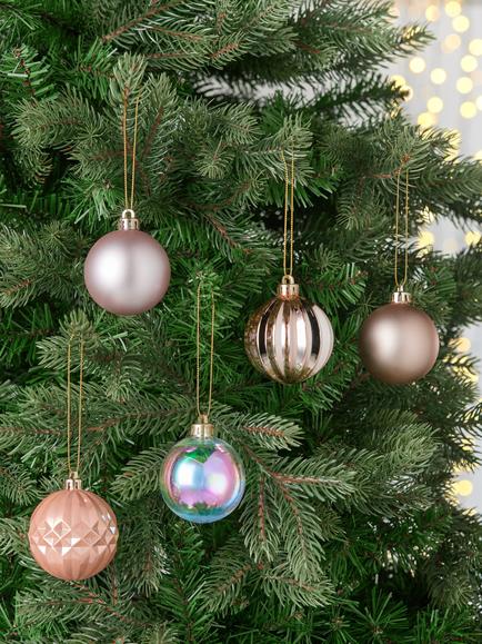 John Lewis Shatterproof Christmas Tree Baubles, Box of 30, Pink - view 2, Pink