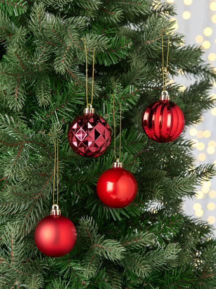 John Lewis Shatterproof Baubles, Box of 30, Red - view 2, Red