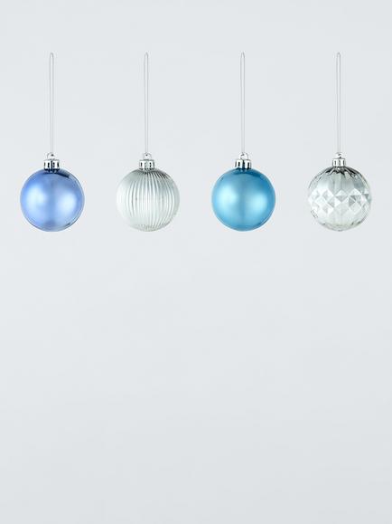 John Lewis Shatterproof Christmas Tree Baubles, Box of 30, Blue/Silver, Silver/Blue