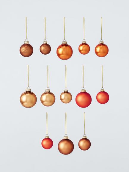 John Lewis Glass Baubles, Box of 42, Amber, Copper