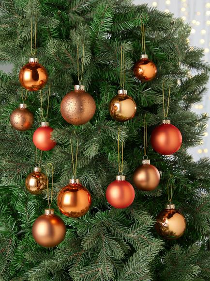 John Lewis Glass Baubles, Box of 42, Amber - view 2, Copper
