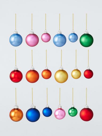 John Lewis Glass Christmas Tree Baubles, Box of 42, Multi, Multi