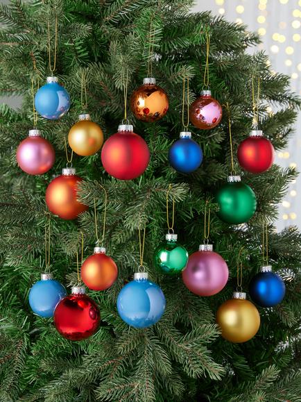 John Lewis Glass Christmas Tree Baubles, Box of 42, Multi - view 2, Multi