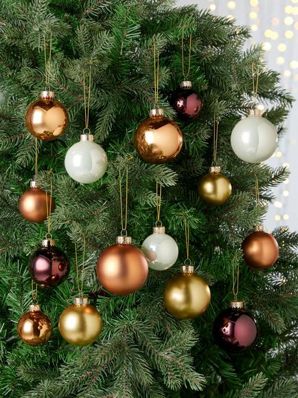 John Lewis Glass Baubles, Box of 42, Gold/Brown/Cream - view 2, Gold/Brown/Cream