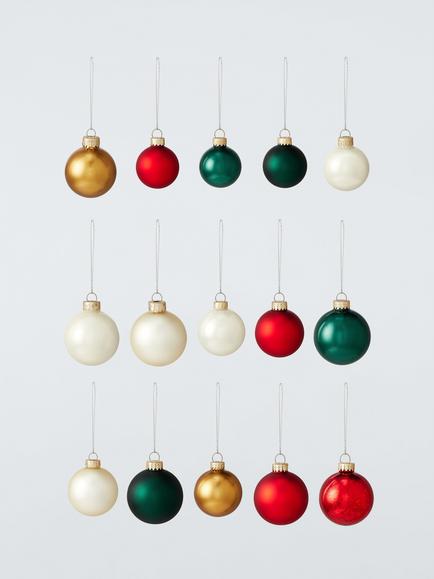 John Lewis Glass Christmas Tree Baubles, Box of 42, Red/Green, Red/Green/Gold