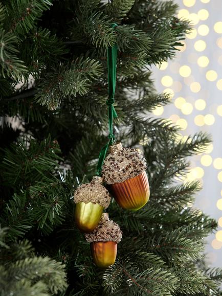 John Lewis The Curator Glass Acorn Cluster Bauble, Multi - view 2, Multi