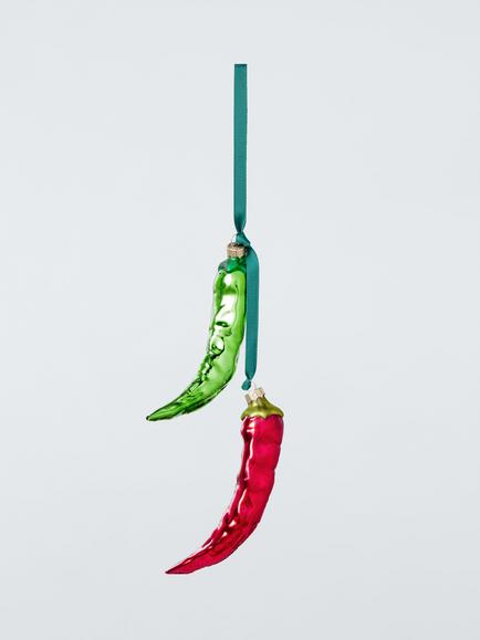 John Lewis Curate & Collect Cheese Wedge Bauble, Multi Chilli Duo Bauble, Multi, Multi