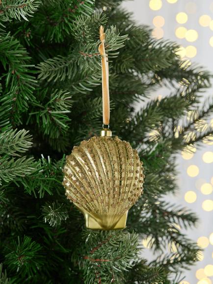 John Lewis The Connoisseur Closed Shell Bauble, Gold - view 2, Gold