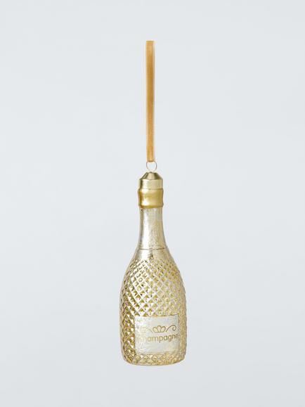 John Lewis The Connoisseur Champagne Bottle Bauble, Gold, Gold